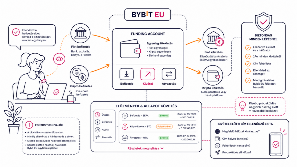 Bybit EU kiutalás és tranzakciókövetés fiat withdrawal és crypto withdrawal checklist